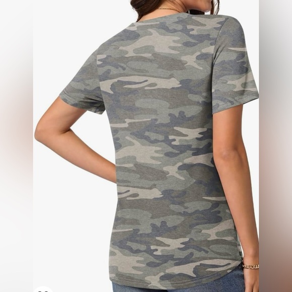 New Shirt SYOSS Women’s Short Sleeve Tunic Top Notch V Neck Camuflaje Green “L”. - Picture 2 of 9